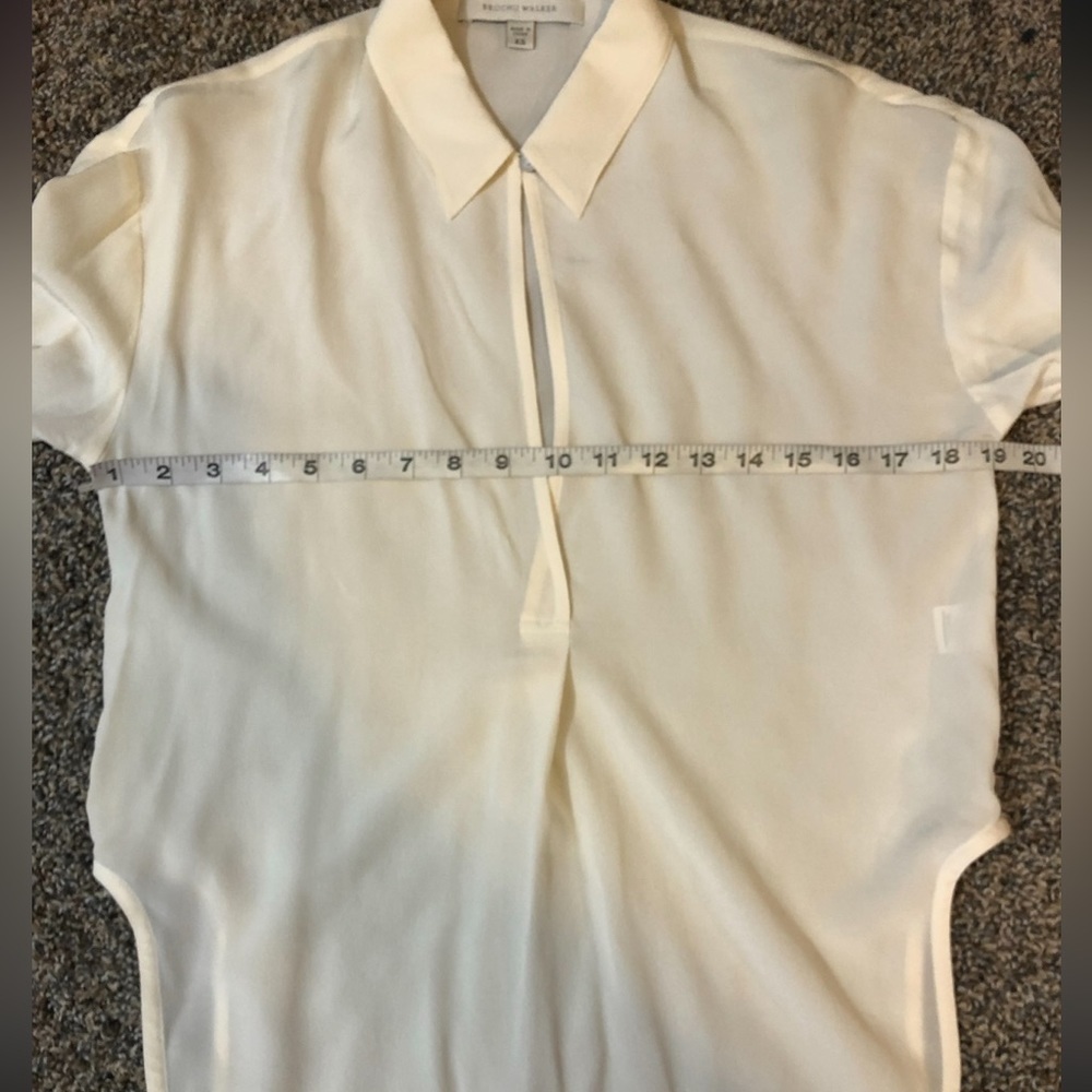 Brochu Walker Cream Longsleeve Key‎ hole Buttun Up Blouse - Picture 8 of 10